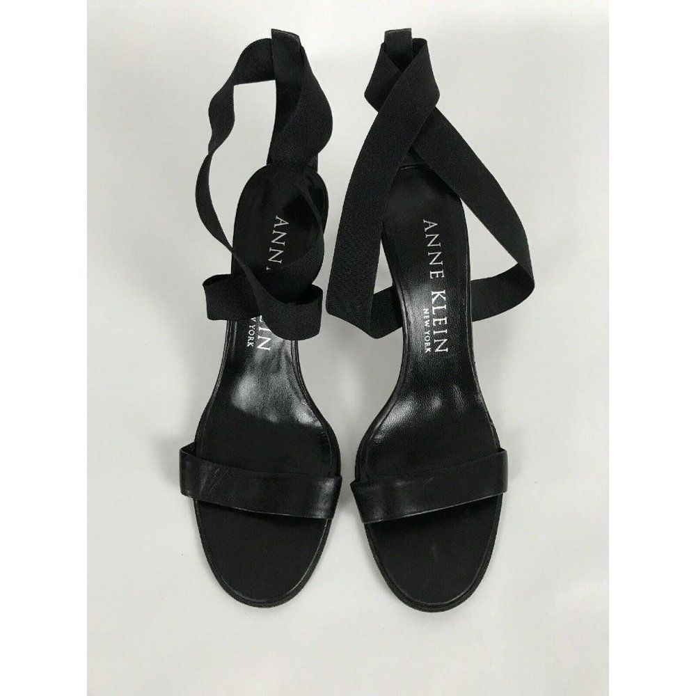 Anne Klein Womens Stiletto Sandal Black Strappy Heels Italy Size 8.5
